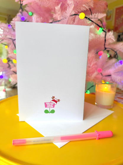 Eat, Drink & Be Merry Christmas Card, Blank inside, Large Xmas Card,