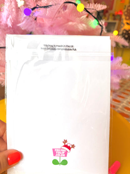 Eat, Drink & Be Merry Christmas Card, Blank inside, Large Xmas Card,