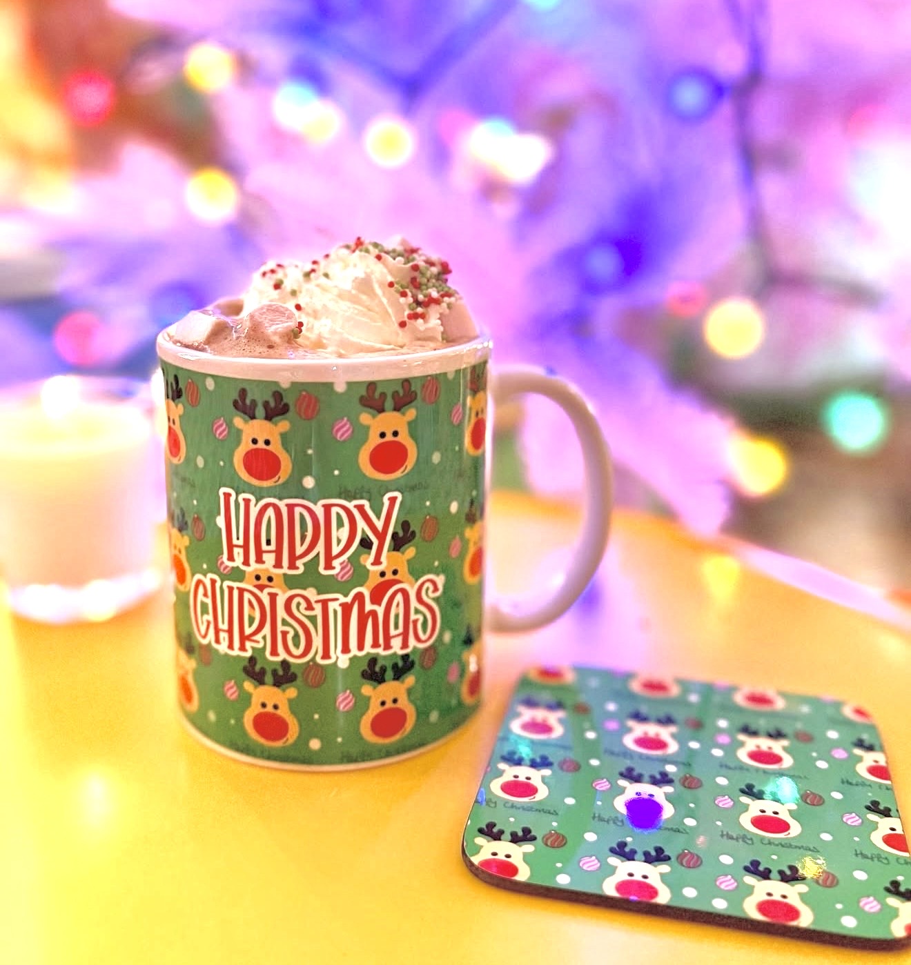 Christmas Mug and Coaster Gift Set, Secret Santa Gift, Stocking Filler