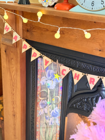 Mini Wooden Christmas Bunting laser cut from Basswood, available in two sizes
