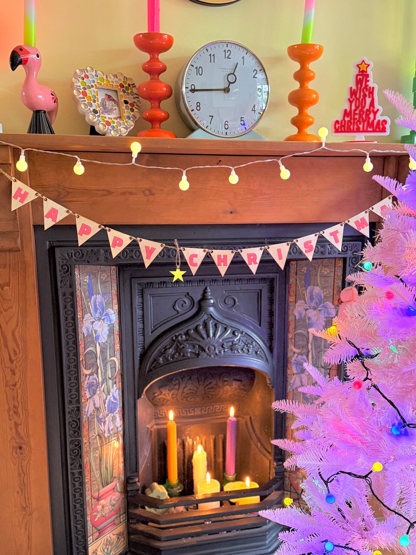 Mini Wooden Christmas Bunting laser cut from Basswood, available in two sizes