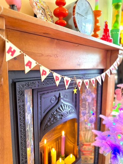 Mini Wooden Christmas Bunting laser cut from Basswood, available in two sizes