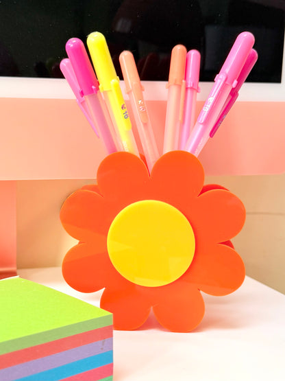 Retro Flower Pen/Storage Pot, Desk Accessory, Make up Brush Holder, Dressing Table Accessory
