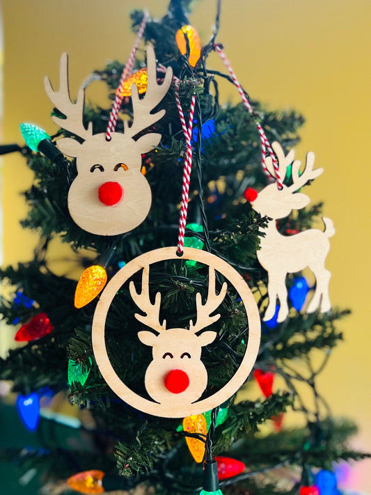 Set of 6 Reindeer Christmas Tree Decorations