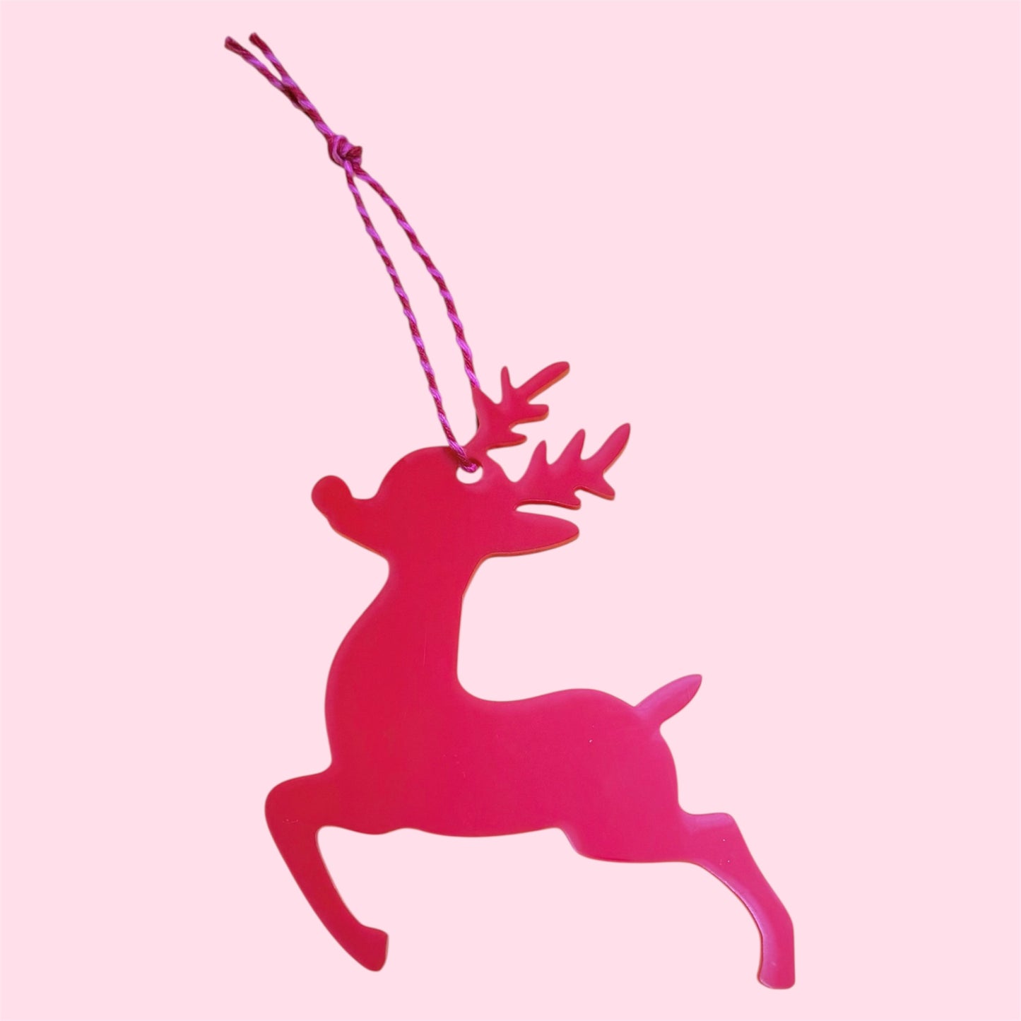 Hanging Reindeer Christmas Tree Decoration, All the colours of the Rainbow.