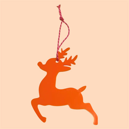 Hanging Reindeer Christmas Tree Decoration, All the colours of the Rainbow.