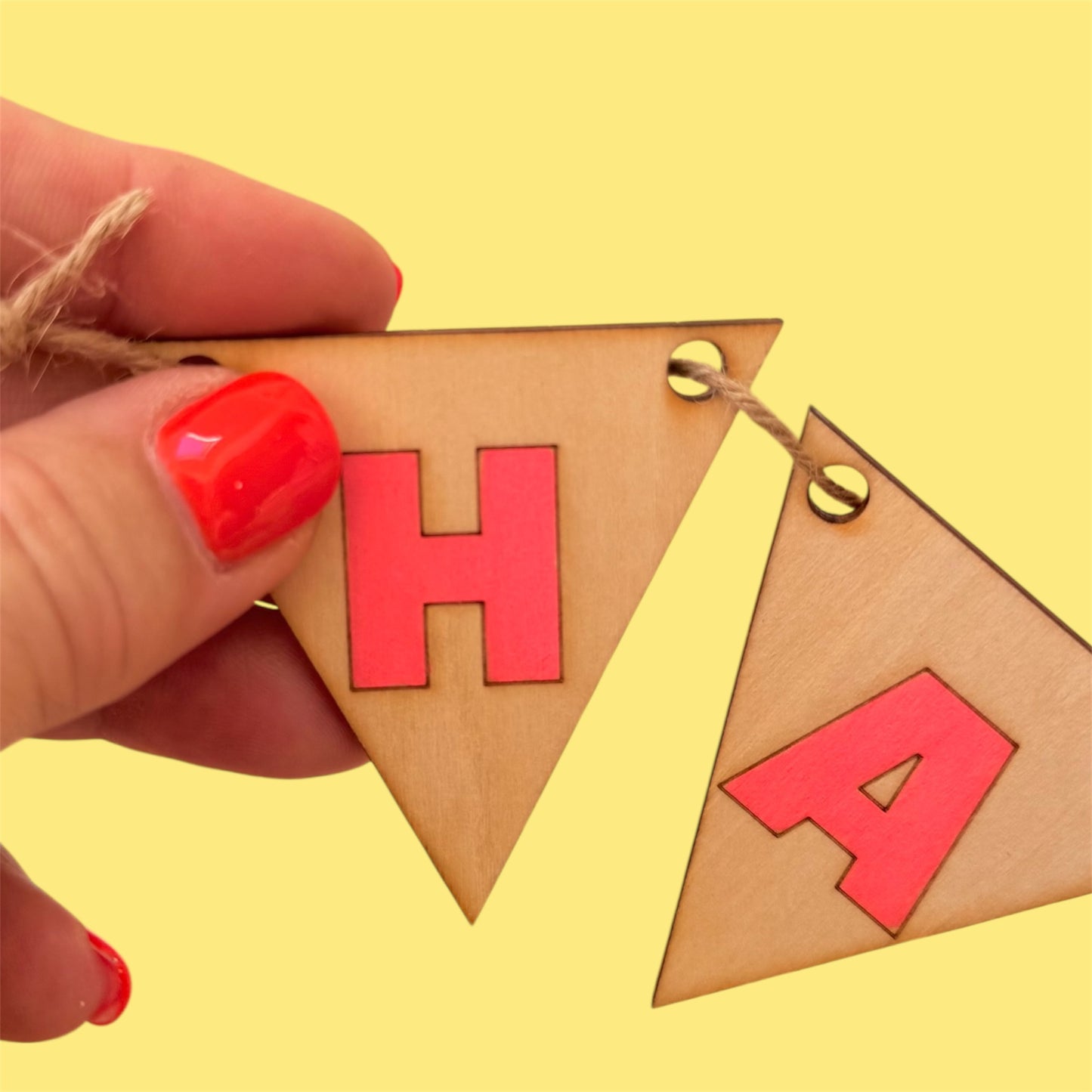 Mini Wooden Christmas Bunting laser cut from Basswood, available in two sizes