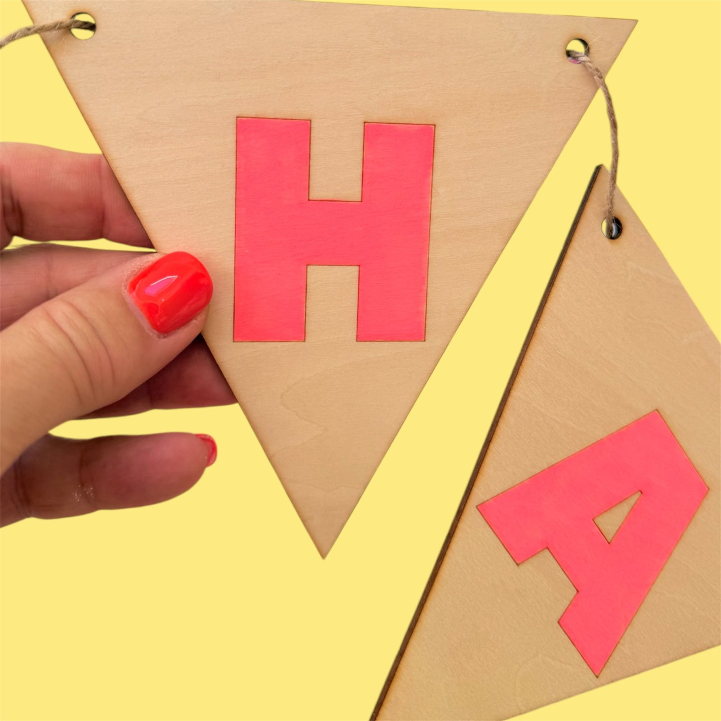 Wooden Christmas Bunting laser cut from Basswood, available in two sizes