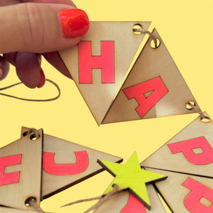 Mini Wooden Christmas Bunting laser cut from Basswood, available in two sizes