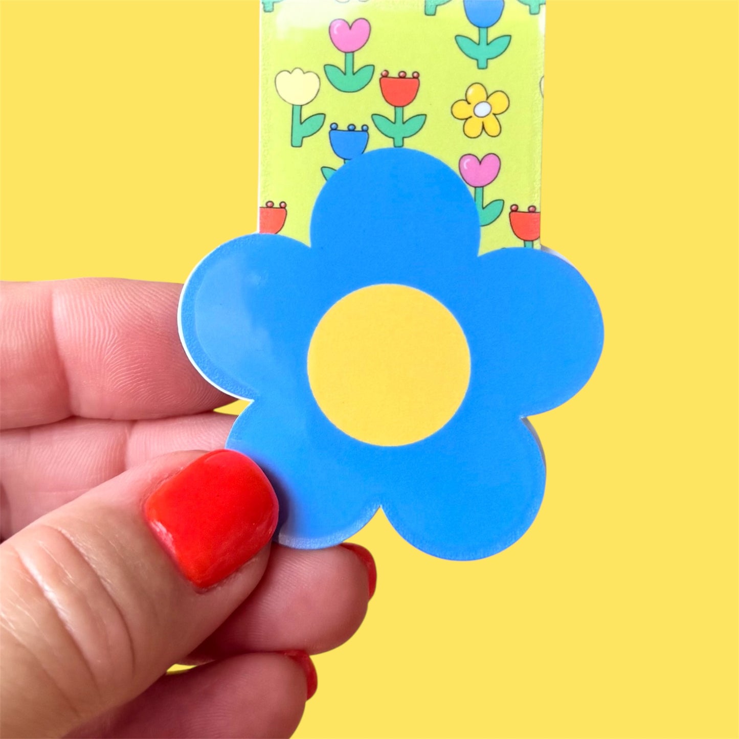 Magnetic Bookmark, Retro Flower Colourful Design