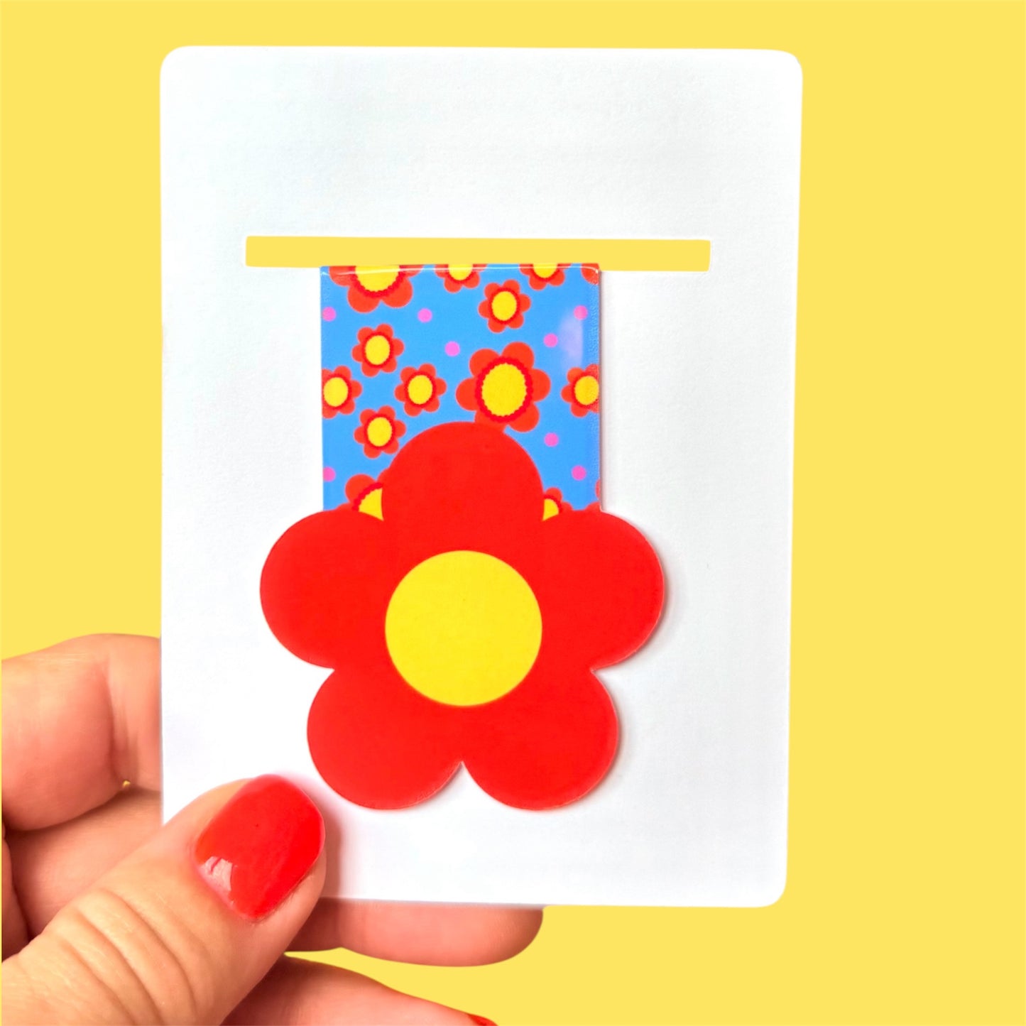 Magnetic Bookmark, Retro Flower Colourful Design