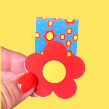 Magnetic Bookmark, Retro Flower Colourful Design