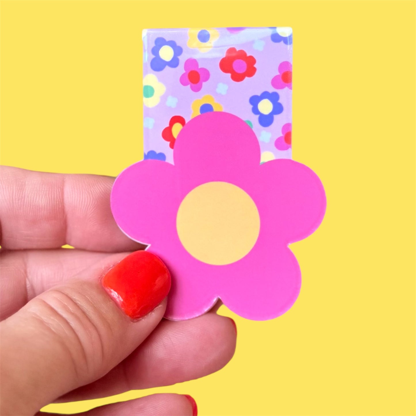 Magnetic Bookmark, Retro Flower Colourful Design