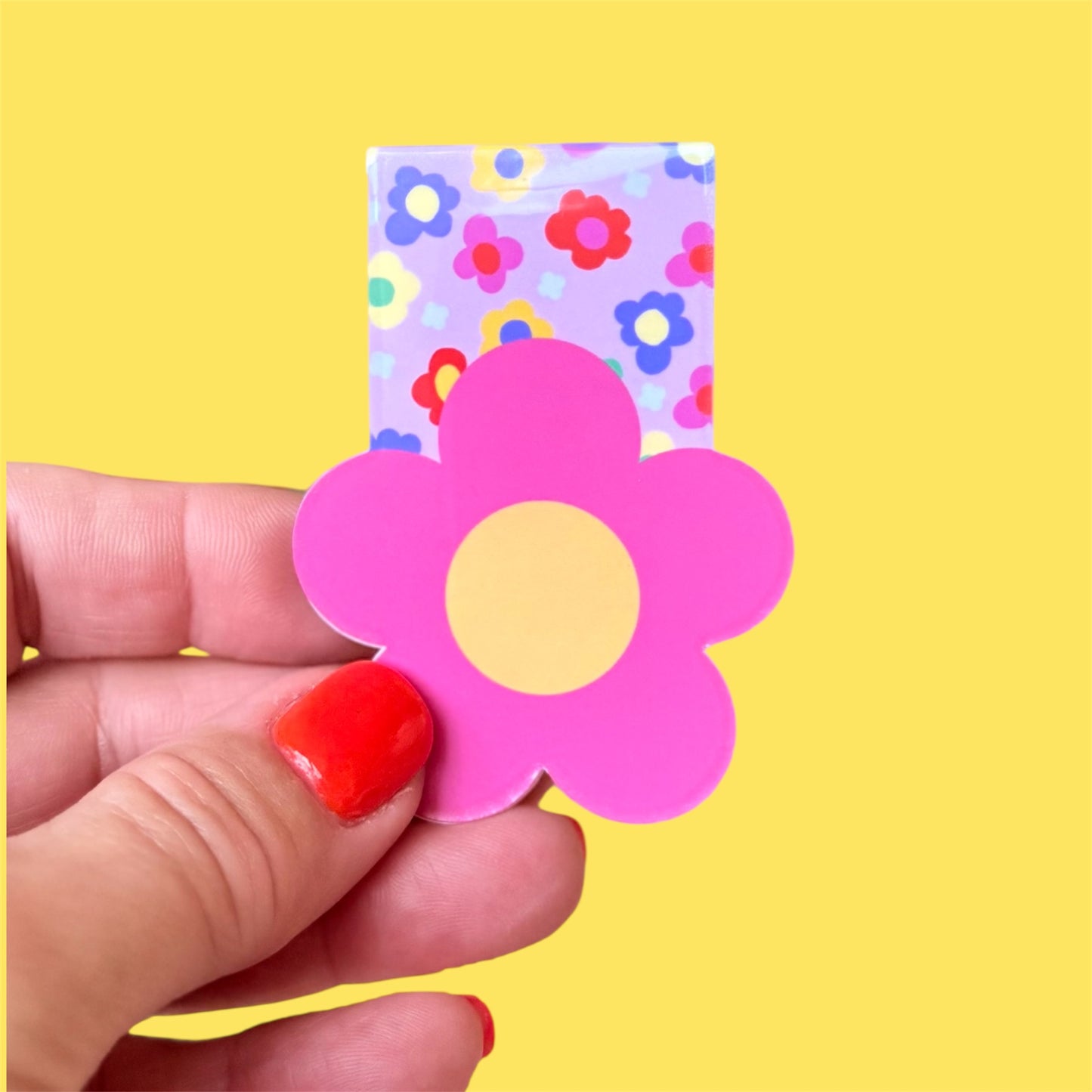 Magnetic Bookmark, Retro Flower Colourful Design