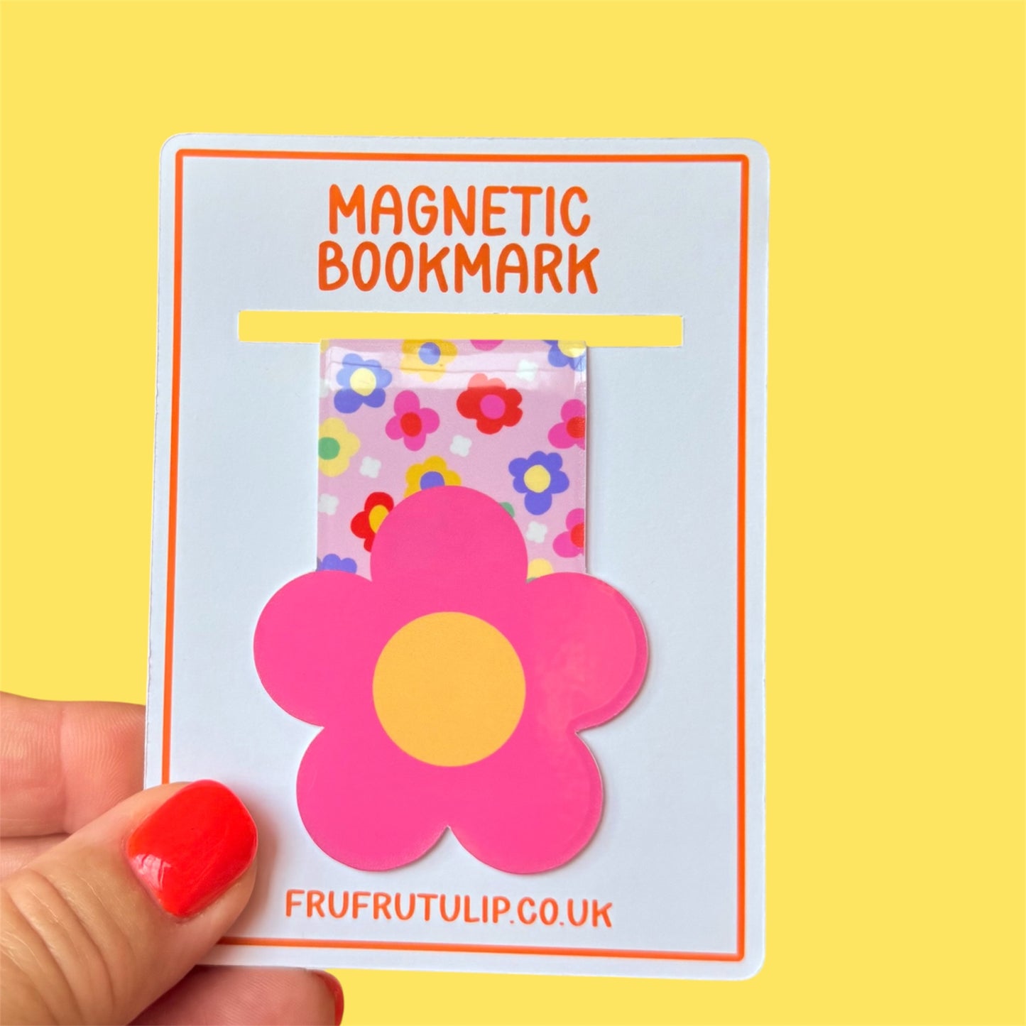 Magnetic Bookmark, Retro Flower Colourful Design