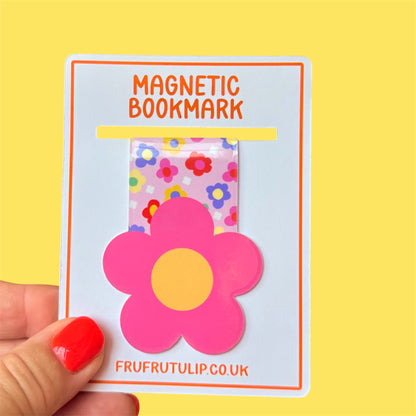 Magnetic Bookmark, Retro Flower Colourful Design