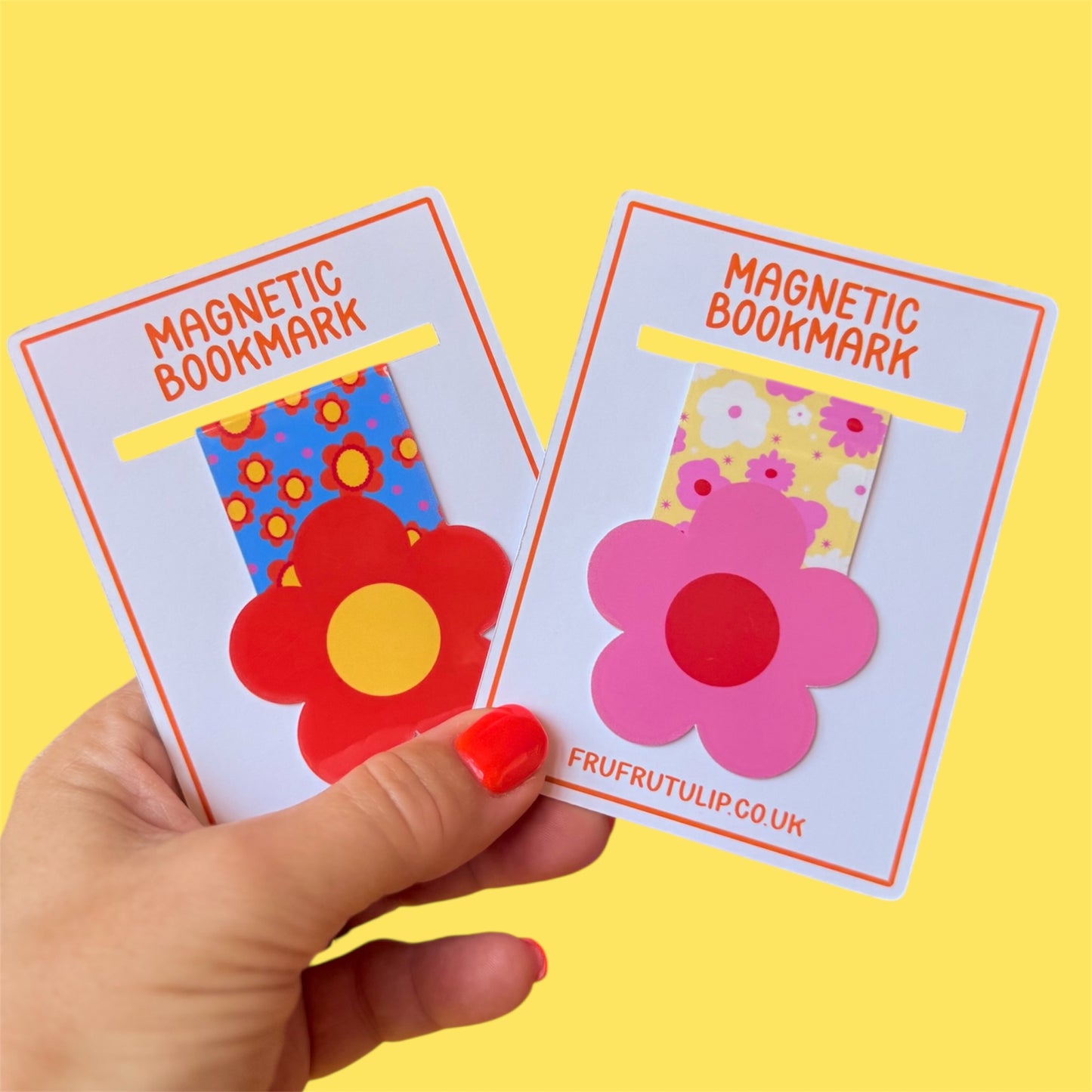 Magnetic Bookmark, Retro Flower Colourful Design