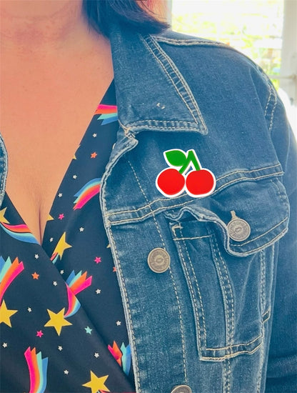 Fun Acylic Cherry Brooch in Red or Pink