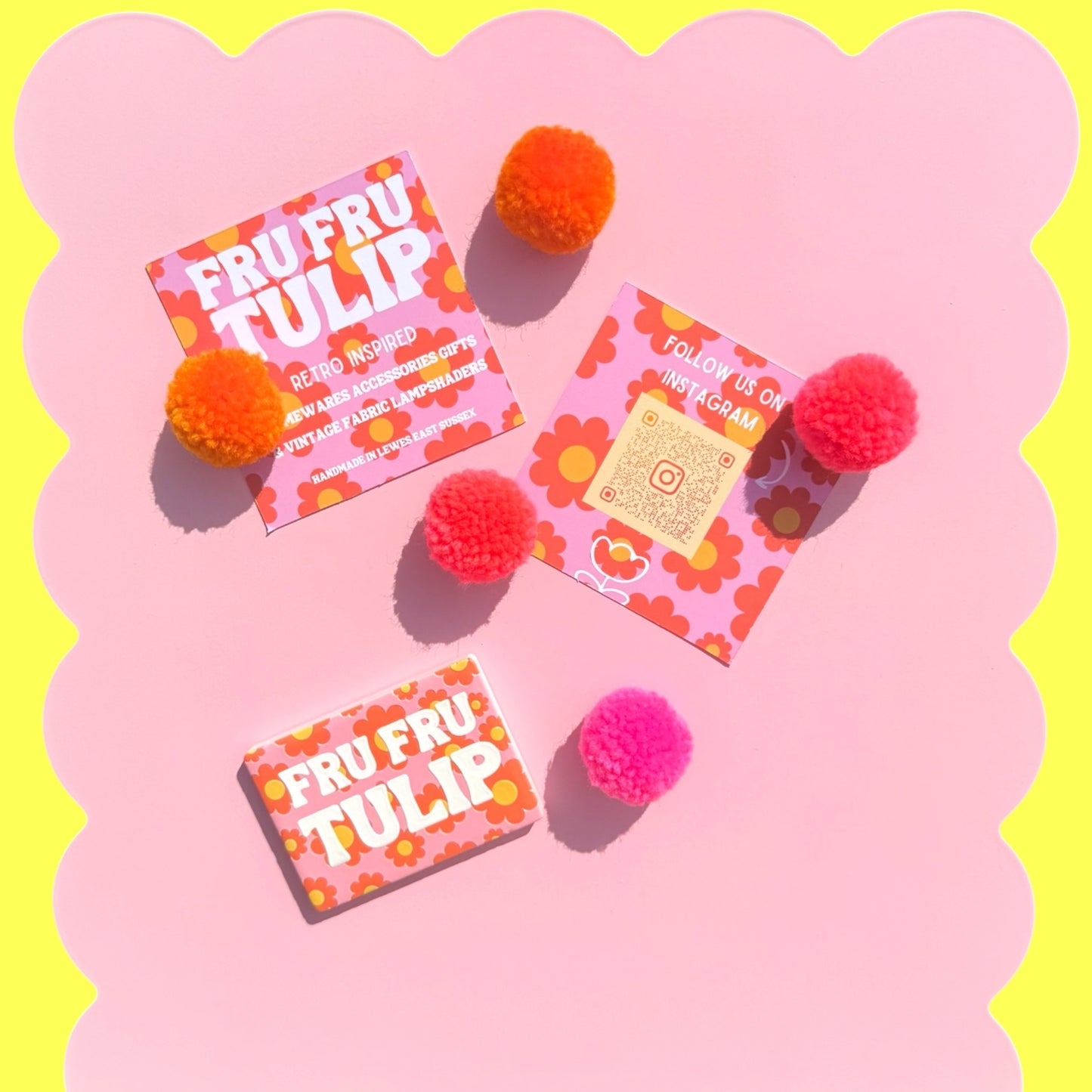 Set of 5 Neon Pom Pom Fridge Magnets/Notice Board Magnets
