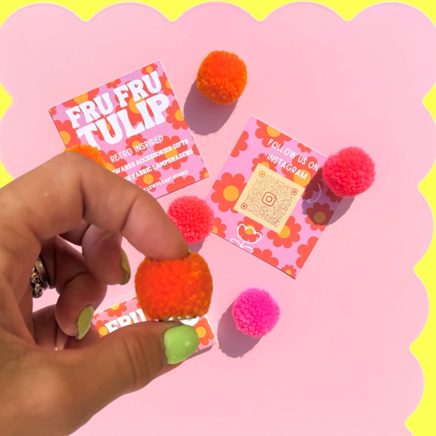 Set of 5 Neon Pom Pom Fridge Magnets/Notice Board Magnets