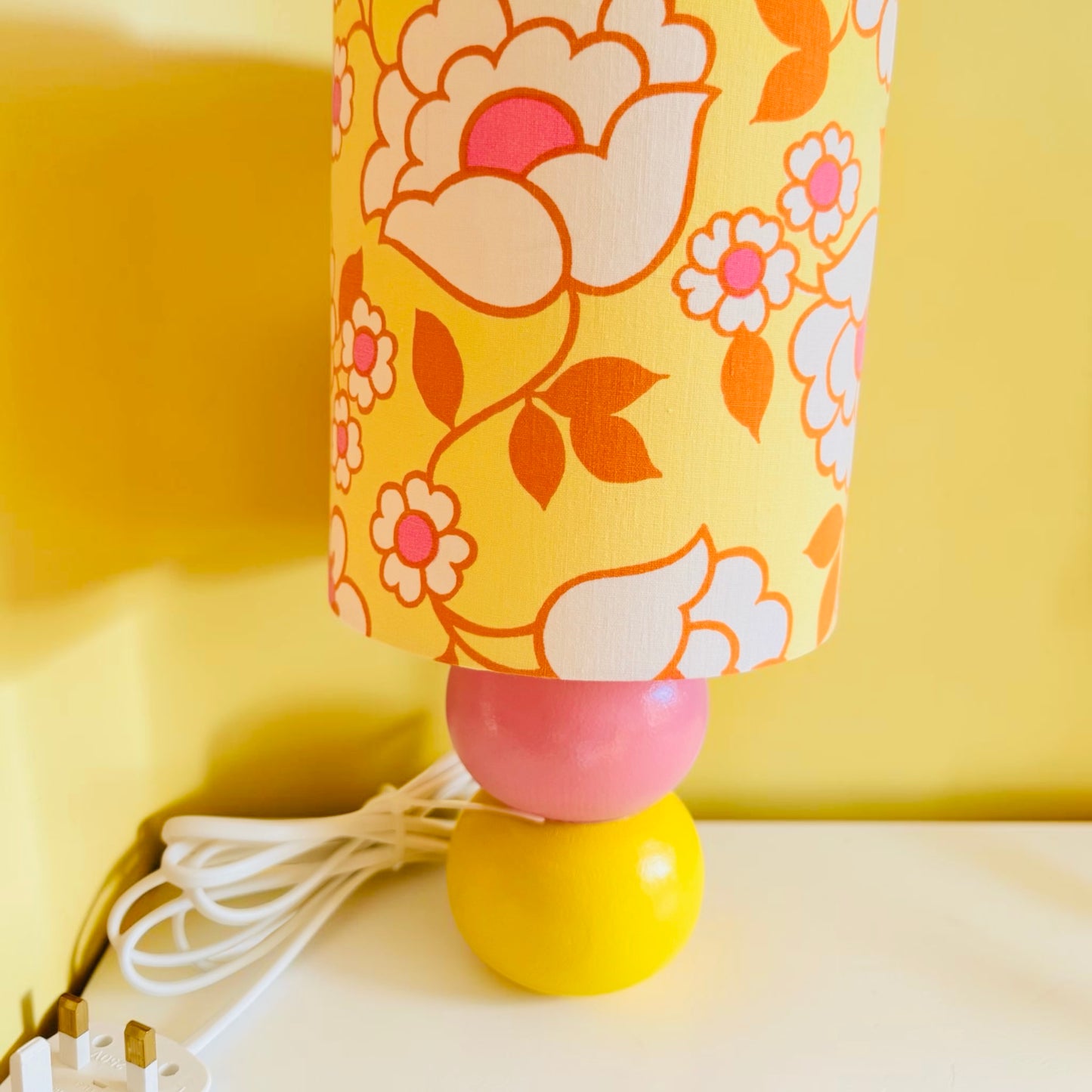 Small Handmade Yellow and Pink Table Lamp