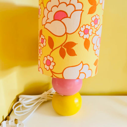 Small Handmade Yellow and Pink Table Lamp