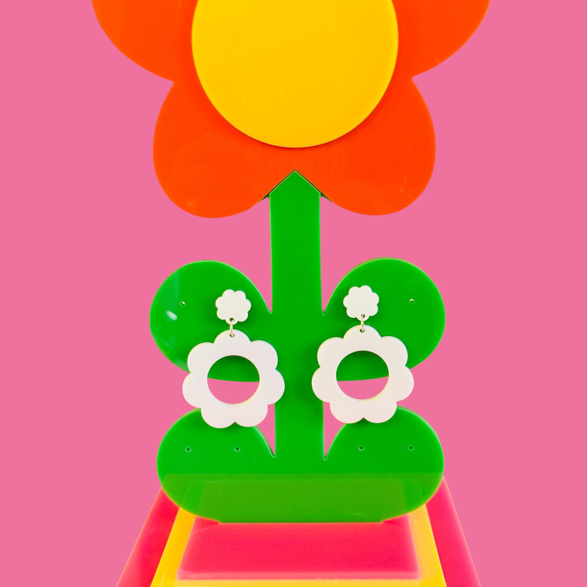 Retro Flower Statement Earrings