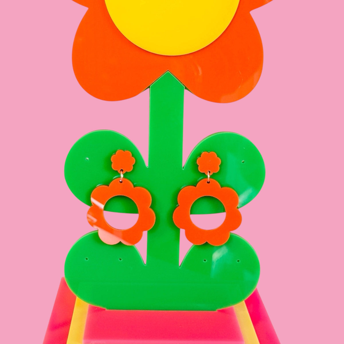 Retro Flower Statement Earrings