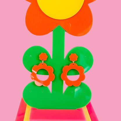 Retro Flower Statement Earrings