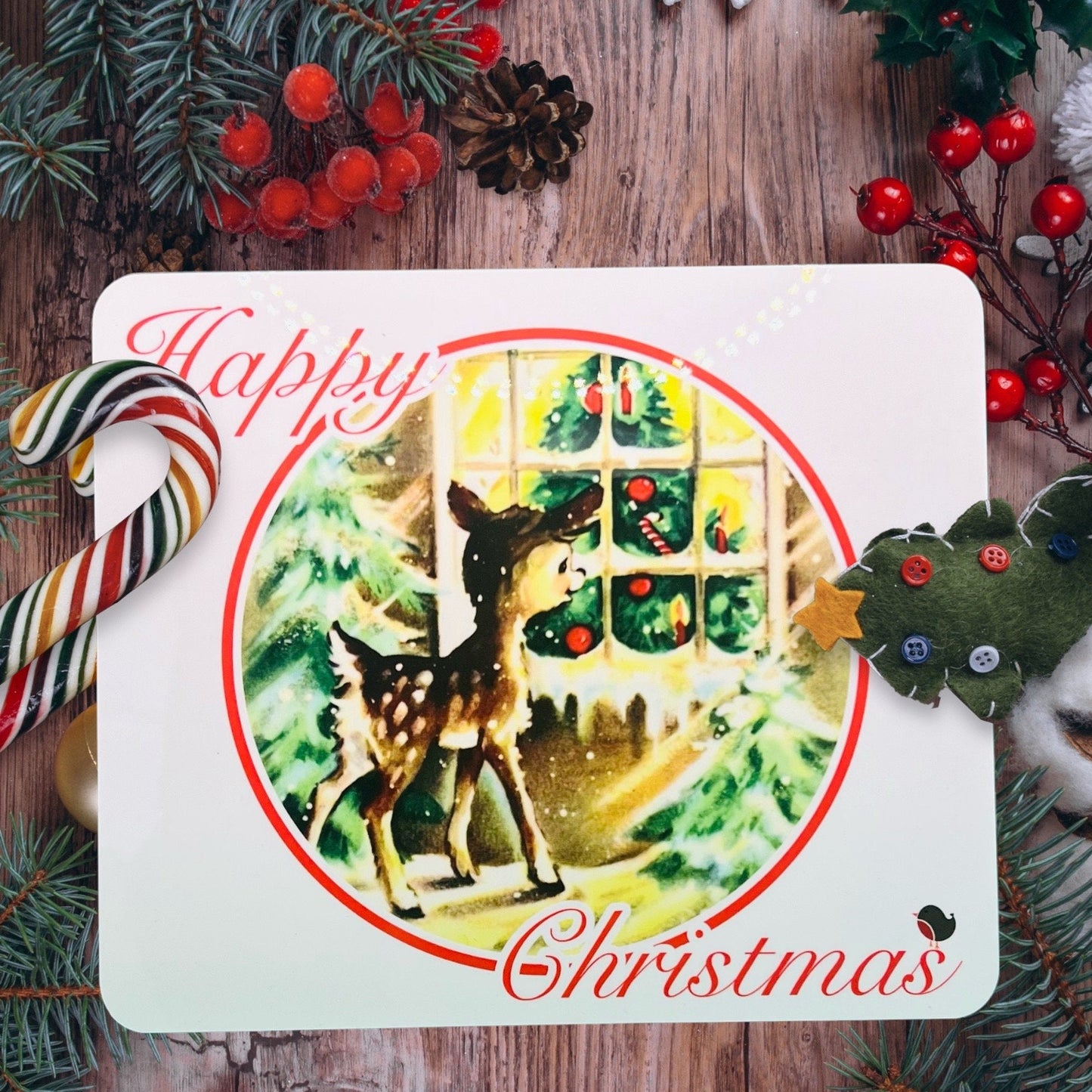 Christmas Kitsch Deer Placemat and Coaster set